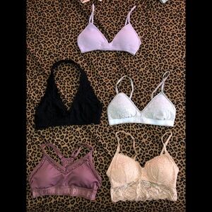5 PC Womens Juniors Clothing Lot Bralette Bundle Hollister Gilly Hicks PINK